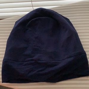 Silk-lined Navy Stretch Cotton Beanie Nightcap